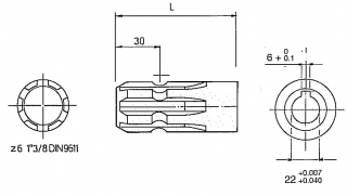 REDUKCIA L75 mm 1"3/8 Z6 HRIADEĽ PRE HYDRAULICKÉ ČERPADLÁ