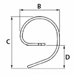 VYSTUŽENIE NA PRUŽINU FLEX S OKOM 32x10 A 32x12 B190 C280 D140mm