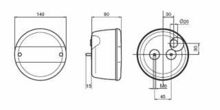 SVETLO ZADNÉ OKRÚHLE PRAVÉ o115 mm