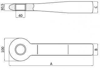 ŤAŽNÉ OKO A40 B100 C55 D65 L380mm IN 74054