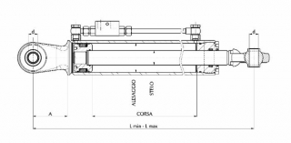 TIAHLO HYDRAULICKÉ  A95  d25,4  Lmin530 Lmax740