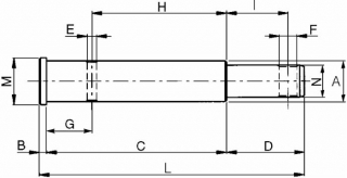 KOLÍK POISTNÝ A28 B4 C122 D56 E5,5 F12 G31 H92 I40 M31,5 N22 L183mm